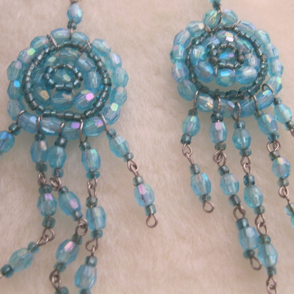 4/20 🌻 Handmade Beaded Boho Turquoise Earrings - Picture 2 of 3